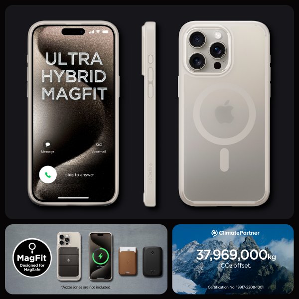 iPhone 15 Pro Skal Ultra Hybrid MagFit Frost Natural Titanium