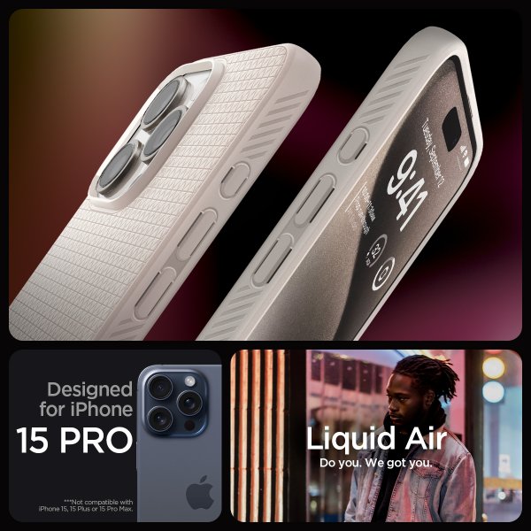 iPhone 15 Pro Skal Liquid Air Natural Titanium
