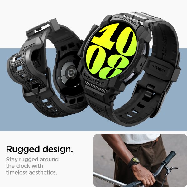 Samsung Galaxy Watch 7 40mm Armband och Skal Rugged Armor Pro Matte Black