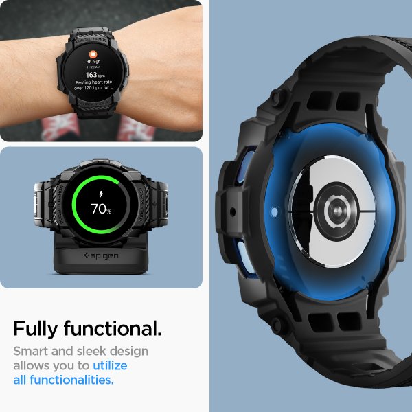 Samsung Galaxy Watch 7 40mm Armband och Skal Rugged Armor Pro Matte Black