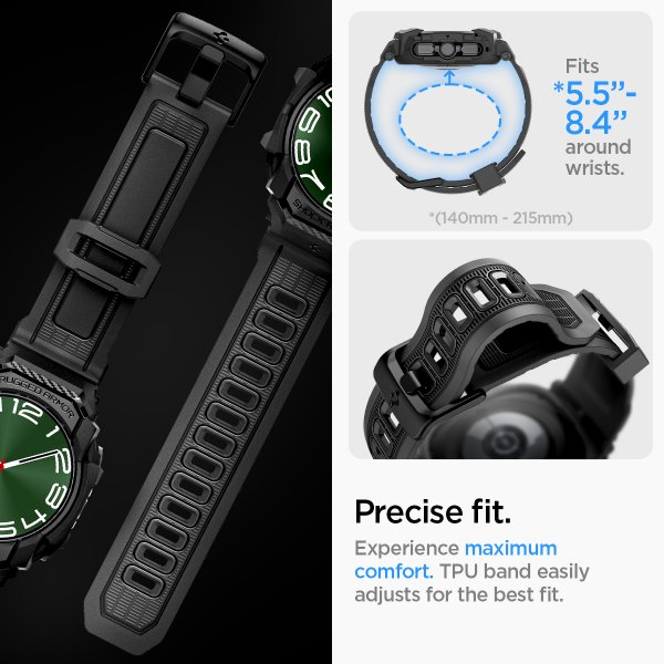 Samsung Galaxy Watch Ultra Armband och Skal Rugged Armor Pro Matte Black