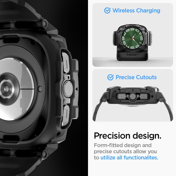 Samsung Galaxy Watch Ultra Armband och Skal Rugged Armor Pro Matte Black