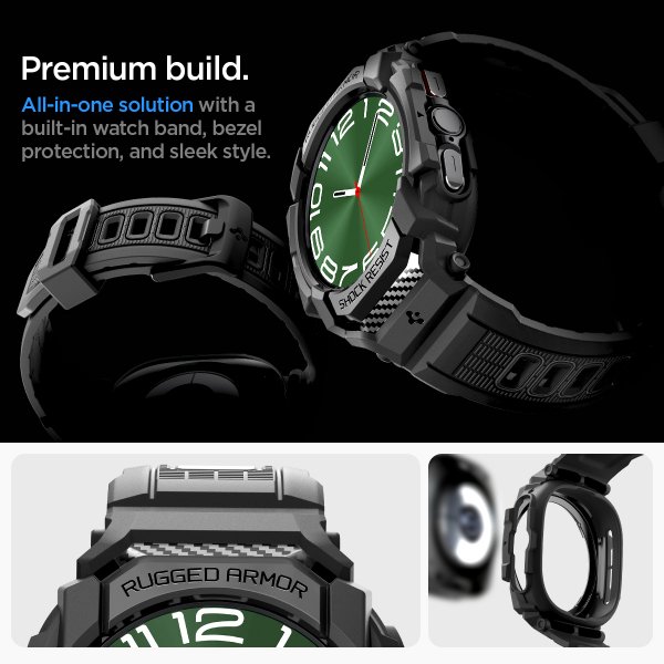 Samsung Galaxy Watch Ultra Armband och Skal Rugged Armor Pro Matte Black