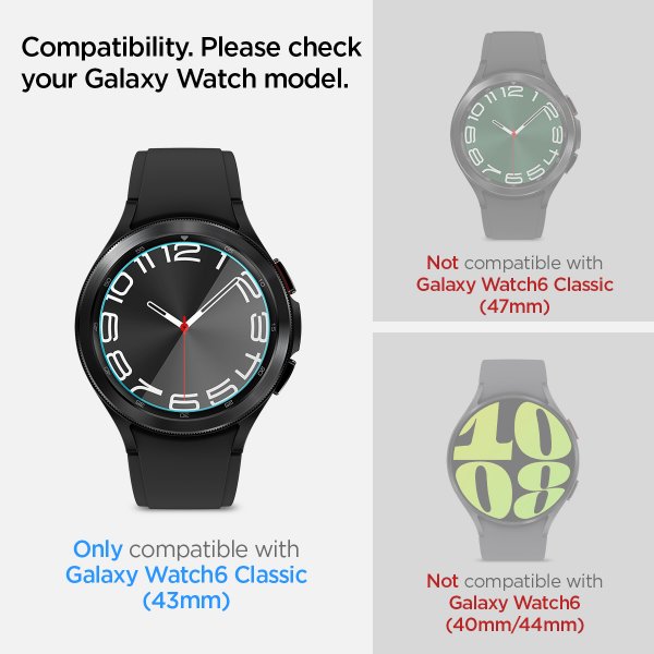 Samsung Galaxy Watch 6 Classic 43mm Skärmskydd GLAS.tR EZ Fit 2-pack