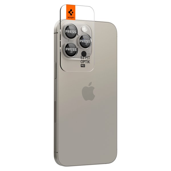 iPhone 15 Pro/iPhone 15 Pro Max Kameraskydd GLAS.tR EZ Fit Optik Pro 2-pack Natural Titanium
