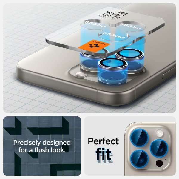 iPhone 15 Pro/iPhone 15 Pro Max Kameraskydd GLAS.tR EZ Fit Optik Pro 2-pack Natural Titanium
