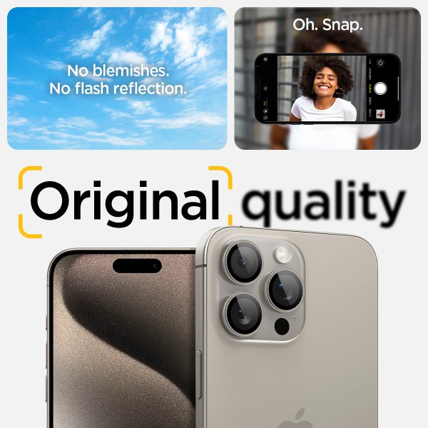 iPhone 15 Pro/iPhone 15 Pro Max Kameraskydd GLAS.tR EZ Fit Optik Pro 2-pack Natural Titanium