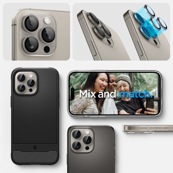 iPhone 15 Pro/iPhone 15 Pro Max Kameraskydd GLAS.tR EZ Fit Optik Pro 2-pack Natural Titanium