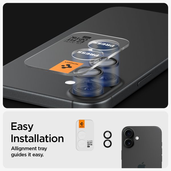 iPhone 16/iPhone 16 Plus Kameraskydd GLAS.tR EZ Fit Optik Pro 2-pack Svart