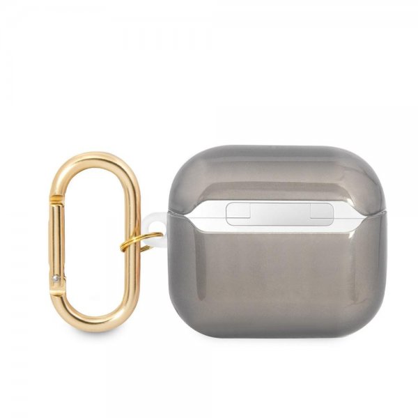 AirPods 3 Skal Printed Stripe & Gold Hook Svart