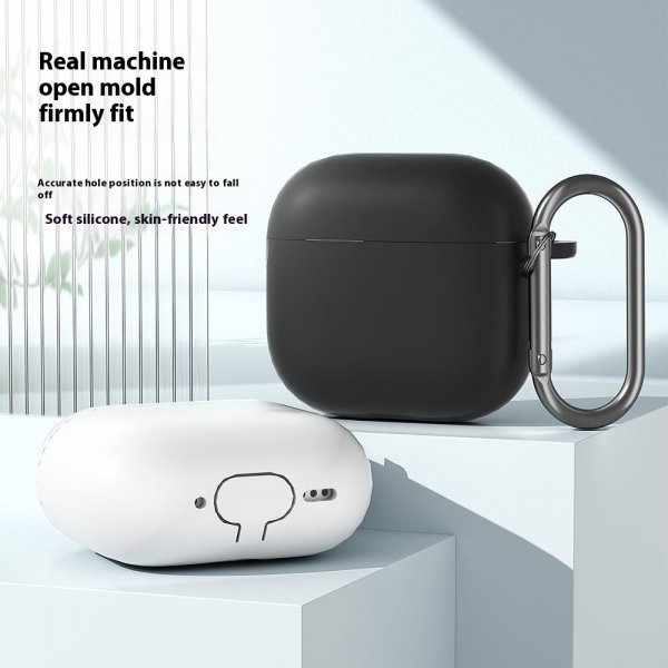 AirPods 4 Skal i Silikon med Karbinhake Ljusblå