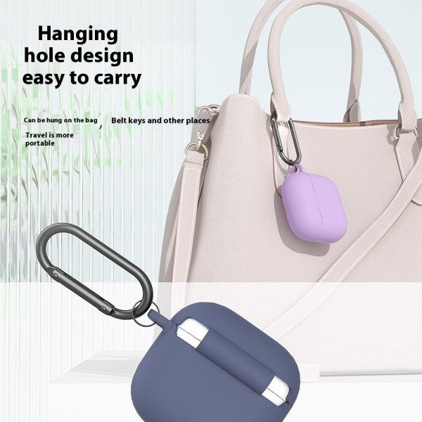 AirPods 4 Skal i Silikon med Karbinhake Ljusblå