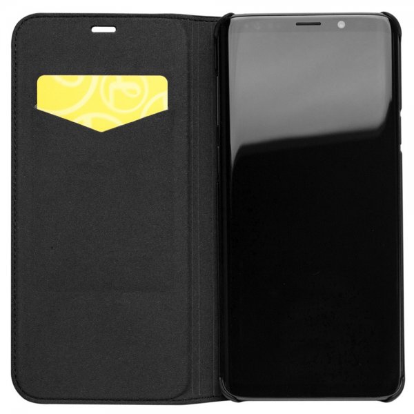 Äkta Läder Fodral med Kortfack till Samsung Galaxy S9 Plus Svart