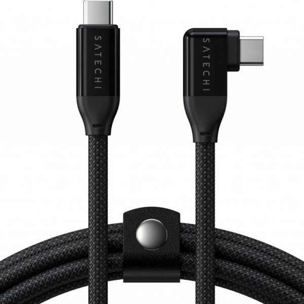 Vinklad Data- och laddningskabel USB-C 1m Svart