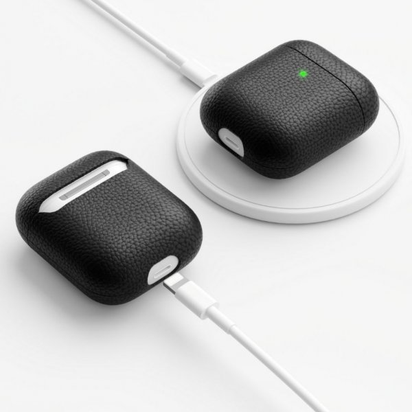 AirPods (1/2) Skal PodSkinz Äkta Läder Svart