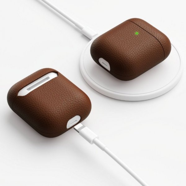 AirPods (1/2) Skal PodSkinz Äkta Läder Brun