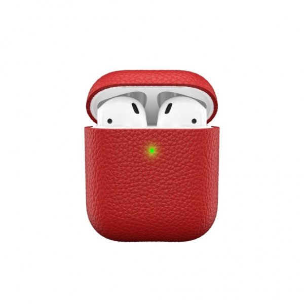 AirPods (1/2) Skal PodSkinz Äkta Läder Röd