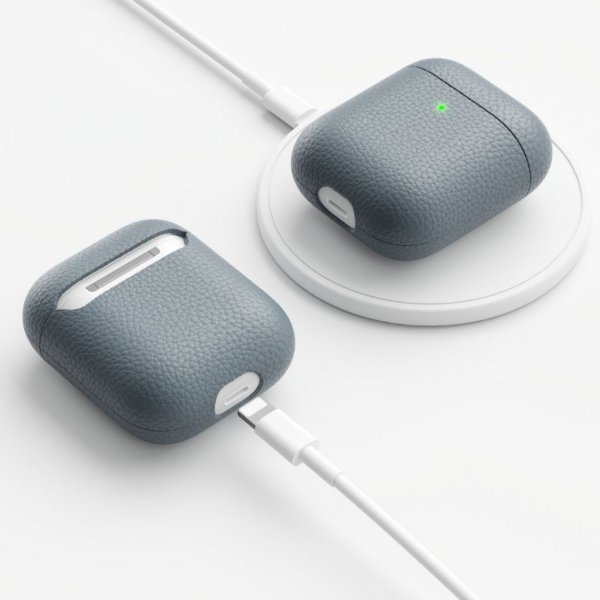 AirPods (1/2) Skal PodSkinz Äkta Läder Skiffer