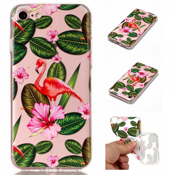 Apple iPhone 8/7 Mobilskal TPU Flamingo och Blommor