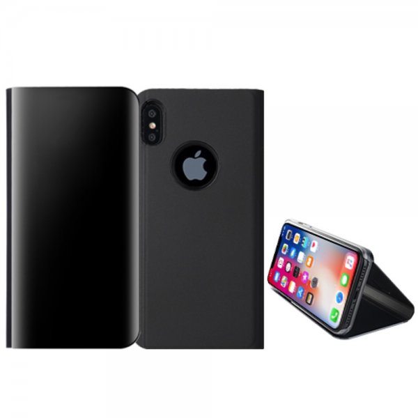Apple iPhone X/Xs Fodral Hårdplast PU-läder Spegel Svart