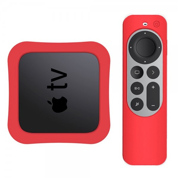 Apple TV 4K 2021/Apple TV Remote (gen 2) Skal Silikon Röd