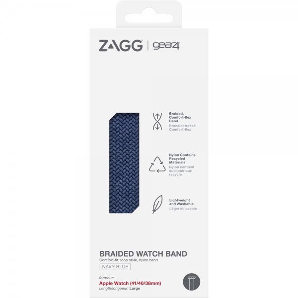 Apple Watch 38/40/41/42mm Armband Braided Watch Band Large Navy Blue