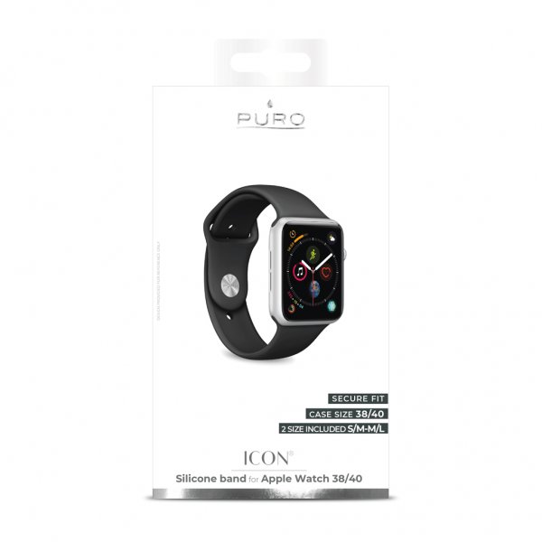 Apple Watch 38/40/41/42mm Armband ICON Silicone Band Svart