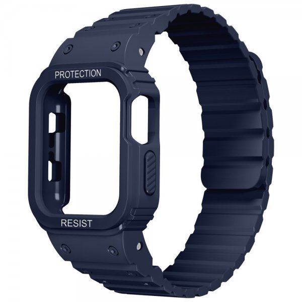 Apple Watch 40/41mm Armband med Skal Silikon Magnetstänging Blå