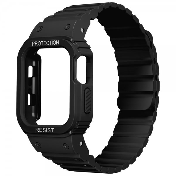 Apple Watch 40/41mm Armband med Skal Silikon Magnetstänging Svart