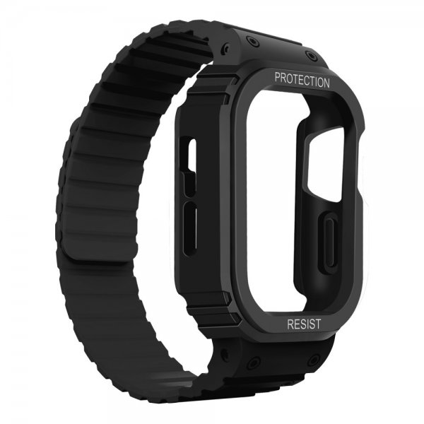 Apple Watch 40/41mm Armband med Skal Silikon Magnetstänging Svart