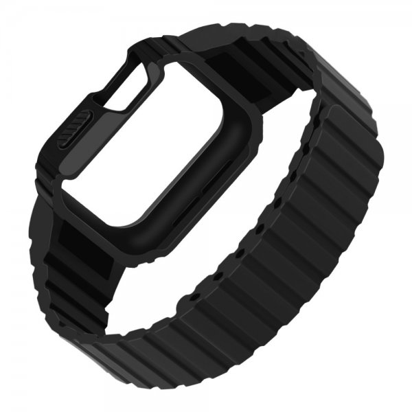 Apple Watch 40/41mm Armband med Skal Silikon Magnetstänging Svart