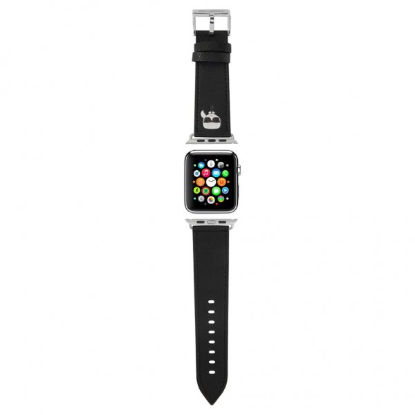 Apple Watch 42/44/45mm/Apple Watch Ultra Armband Saffiano Svart