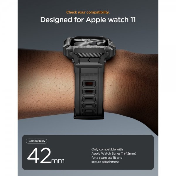 Apple Watch 42mm (Series 10/11) Armband Rugged Armor Pro 2 Matte Black