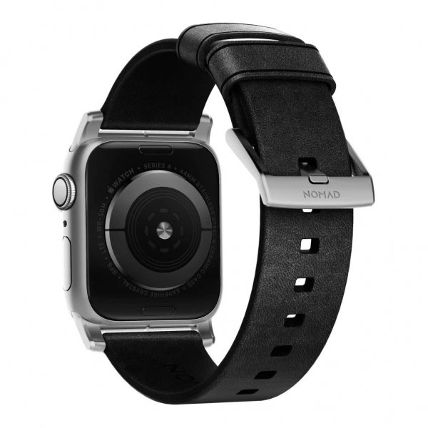 Apple Watch 44/45/46mm/Apple Watch Ultra Armband Modern Band Silver Hardware Svart