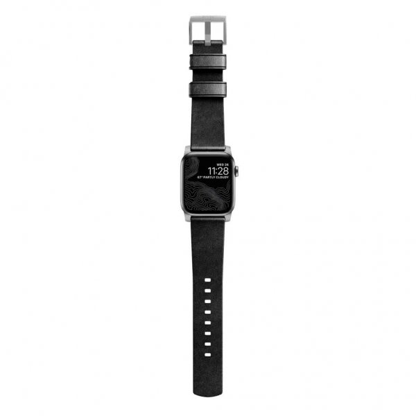 Apple Watch 44/45/46mm/Apple Watch Ultra Armband Modern Band Silver Hardware Svart