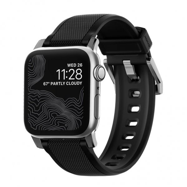 Apple Watch 42/44mm/Apple Watch Ultra Armband Rugged Strap Silver/Svart