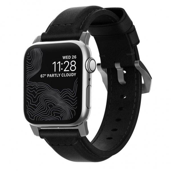 Apple Watch 42/44/45mm/Apple Watch Ultra Armband Traditional Strap Silver/Svart