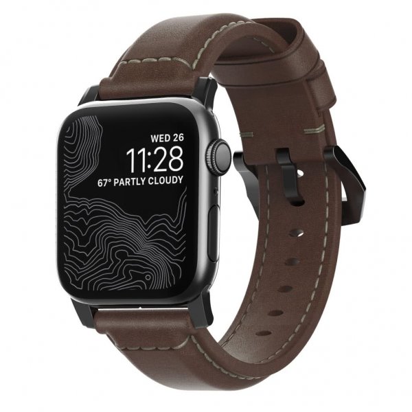 Apple Watch 42/44mm/Apple Watch Ultra Armband Traditional Strap Svart/Rustic Brown