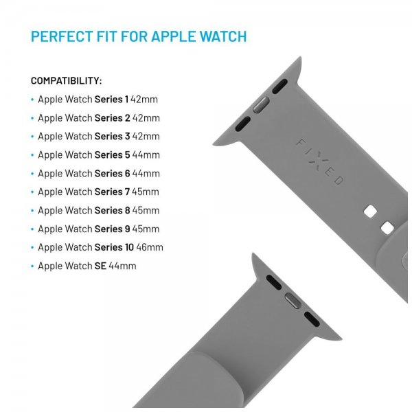 Apple Watch 44/45/46mm Armband Silicone Sporty Strap Grå