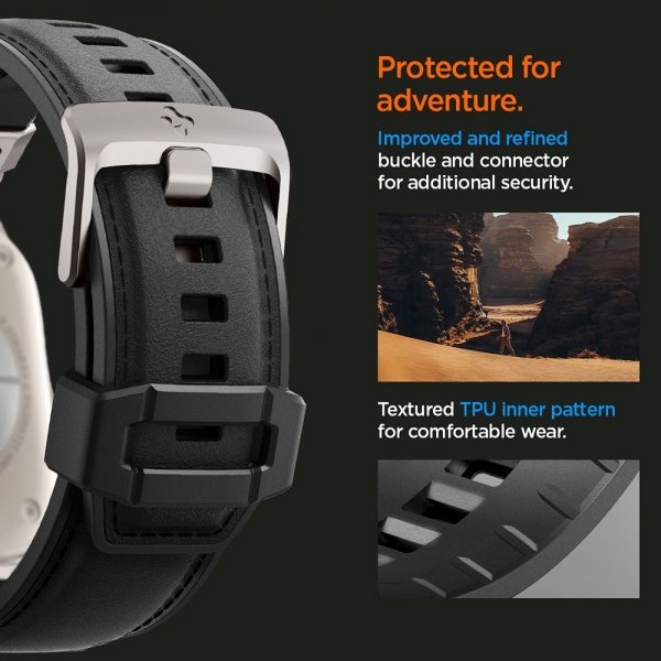 Apple Watch 44/45/46mm/Ultra 49mm Armband DuraPro Armor PU Svart