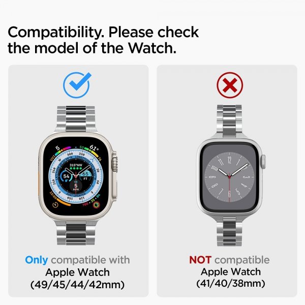 Apple Watch 44/45/46mm/Ultra 49mm Armband Modern Fit 316L Silver