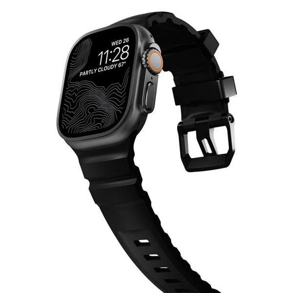 Apple Watch 44/45/46mm/Ultra 49mm Armband Rocky Point Svart Carbon Black