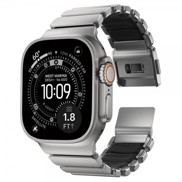 Apple Watch 44/45/46mm/Ultra 49mm Armband Stratos Band Natural Svart