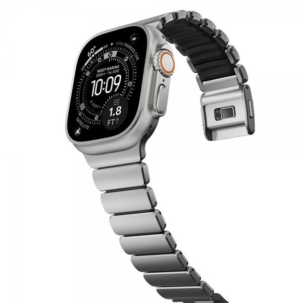 Apple Watch 44/45/46mm/Ultra 49mm Armband Stratos Band Natural Svart