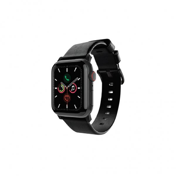 Apple Watch 42/44/45mm/Apple Watch Ultra Armband Äkta Läder Svart