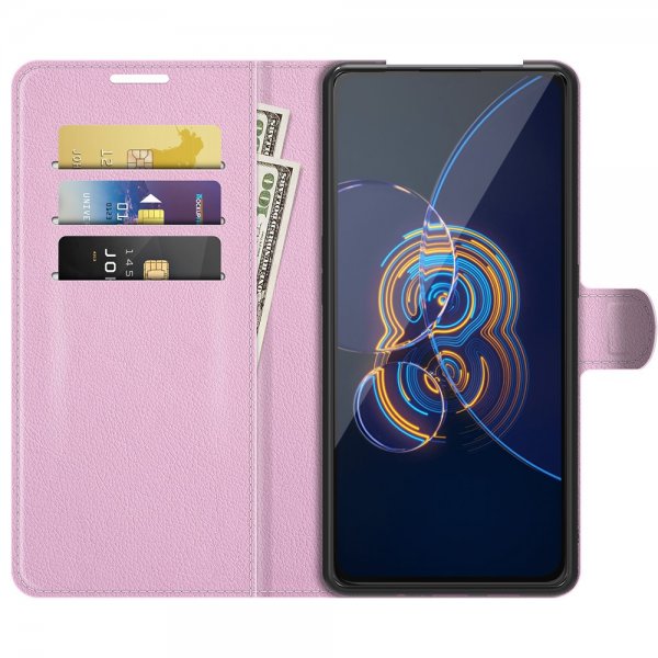 Asus Zenfone 8 Flip Fodral Litchi Rosa
