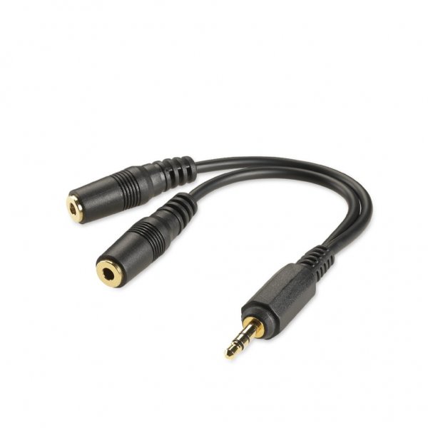 3.5 mm AUX Stereo Y-kabel Guldpläterad Svart