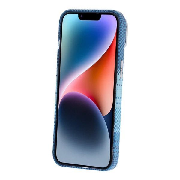 iPhone 13/iPhone 14 Skal Utfällbart Stativ MagSafe Randig Blå