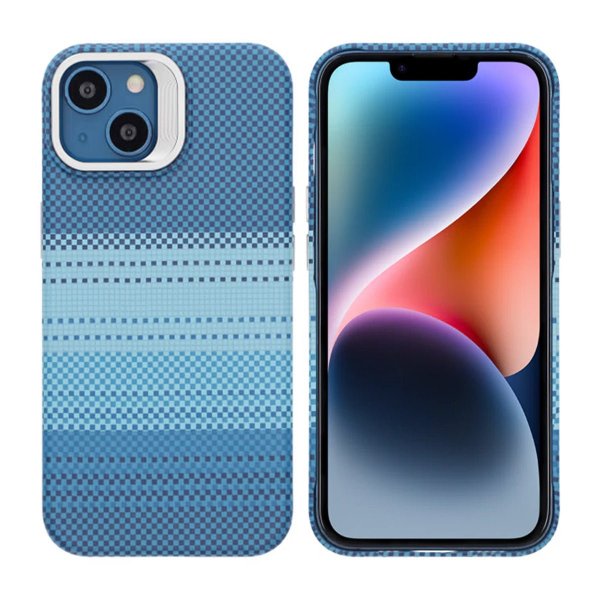 iPhone 13/iPhone 14 Skal Utfällbart Stativ MagSafe Randig Blå