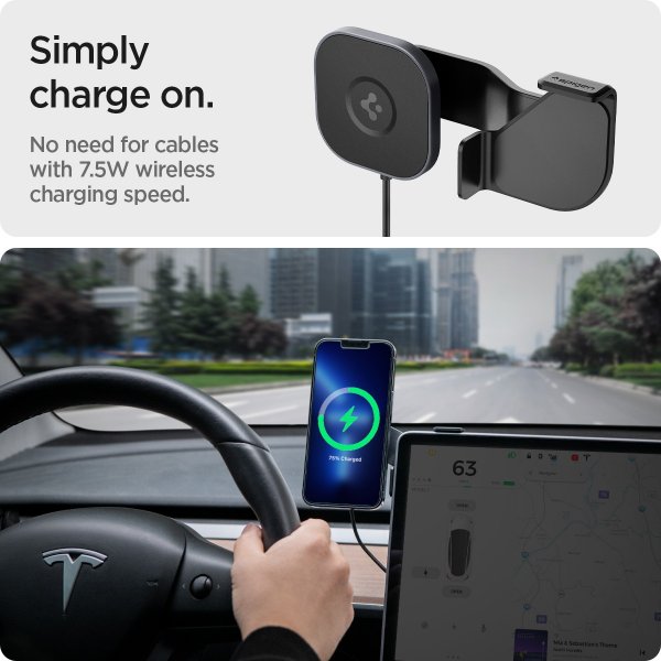 Bilhållare med Laddning OneTap Pro Wireless Screen Car Mount Tesla MagFit